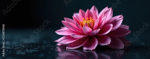 Wallpaper Mural Delicate dahlia petals unfurl on a mysterious black surface, bloom, dark Torontodigital.ca