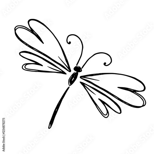 Abstract winged insects decorative dragonfly.. Vector graphics.