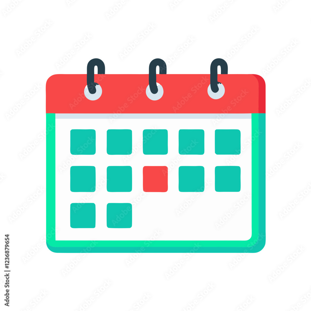 A vibrant calendar displays a grid layout, designed for easy navigation. It highlights a single red date, suggesting an important event. Ideal for organizing tasks and scheduling activities A vibrant calendar displays a grid layout, designed for easy navigation. It highlights a single red date, suggesting an important event. Ideal for organizing tasks and scheduling activities