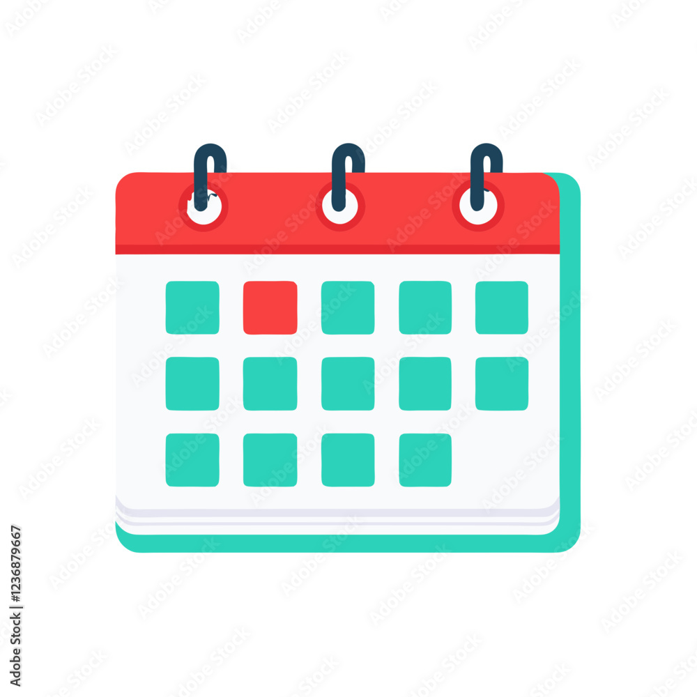 A calendar focused on a highlighted date, designed with a vibrant red header and soft blue elements. Perfect for planning and organization themes A calendar focused on a highlighted date, designed with a vibrant red header and soft blue elements. Perfect for planning and organization themes