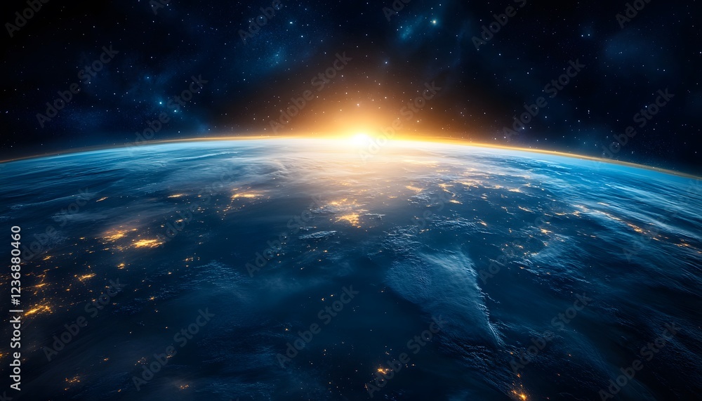 Earthrise Sunrise Showing City Lights From Space Earthrise Sunrise Showing City Lights From Space