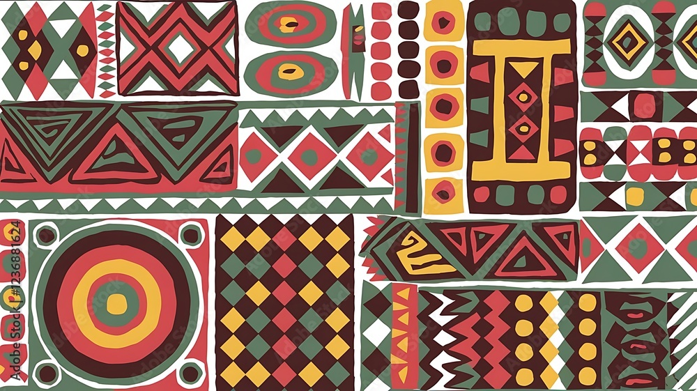 Obraz premium Vibrant African Wall Decor with Intricate Tribal Patterns