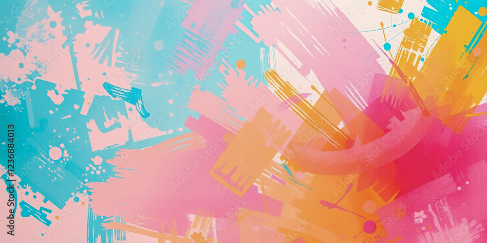 A colorful background with splatters of paint and brush strokes. The colors are bright and vibrant, creating a lively and energetic atmosphere. The background could be used for a variety of purposes A colorful background with splatters of paint and brush strokes. The colors are bright and vibrant, creating a lively and energetic atmosphere. The background could be used for a variety of purposes