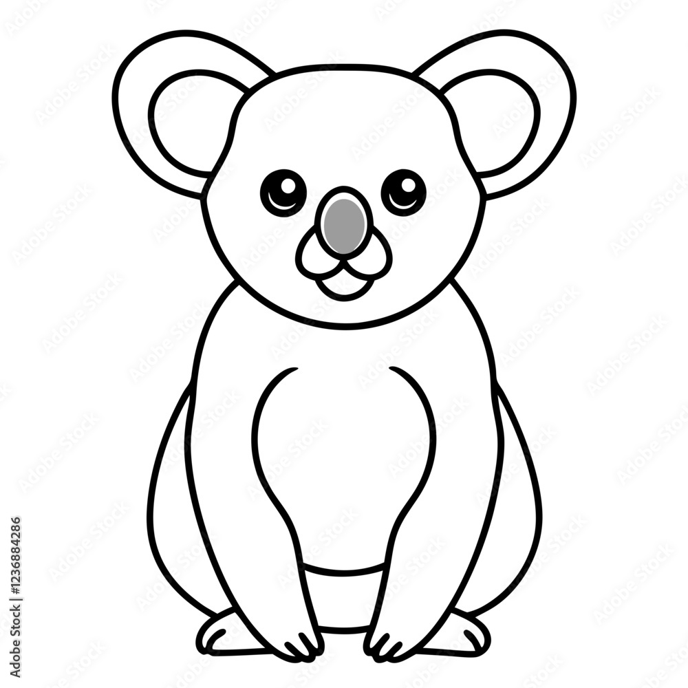 Fototapeta premium Sleek Koala Vector Line Art