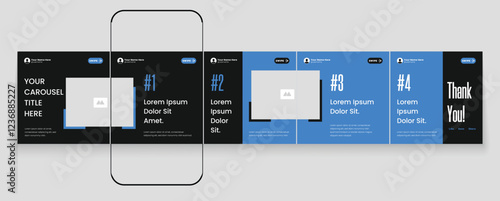 Instagram tips sharing carousel post template or LinkedIn carousel banner collection. Social media carousel template layout