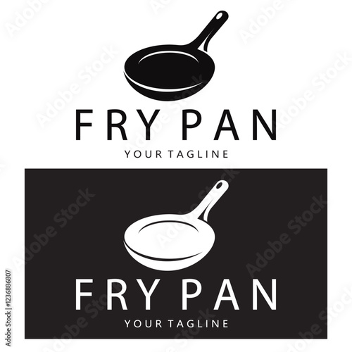 frying pan and spatula logo, kitchen cooking equipment, for business, company, restaurant