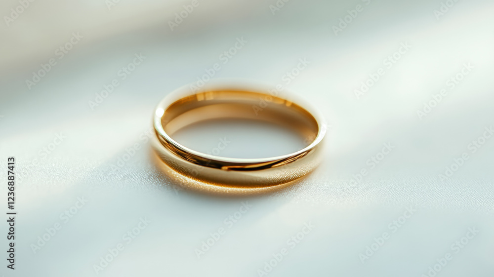 Two Intertwined Golden Wedding Rings Symbol of Love on Soft Light Background Two Intertwined Golden Wedding Rings Symbol of Love on Soft Light Background