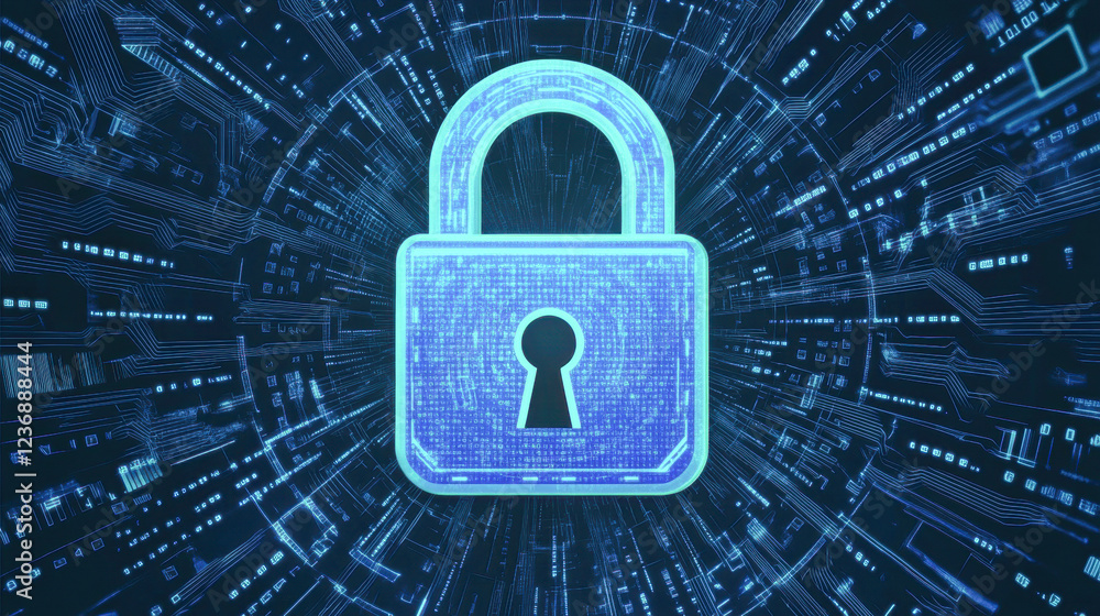Protecting the virtual world cyber space lock symbol and graphic design Protecting the virtual world cyber space lock symbol and graphic design