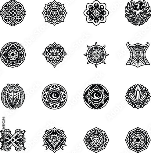 Bundle of Feminine Symbols Glyph Style Icons 

