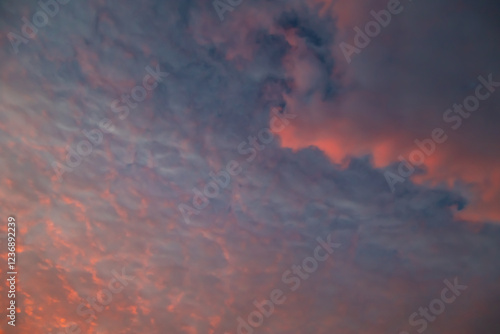 Vibrant Hues of a Sunset Sky with Colorful Clouds