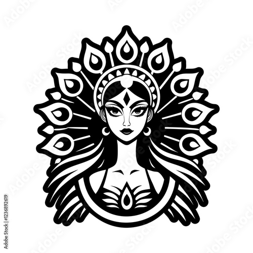 Solid style icon of a goddess portrait