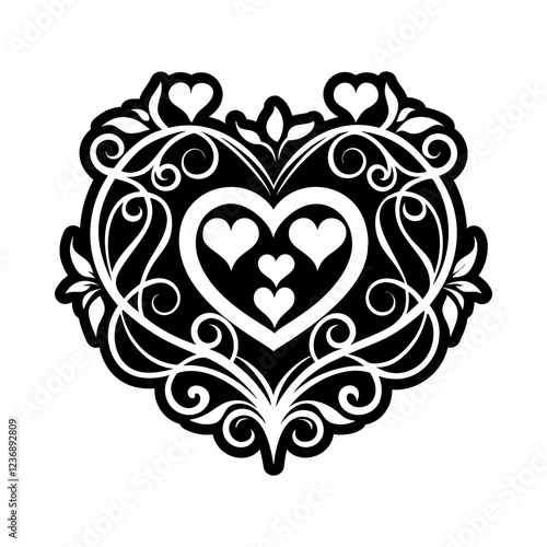 A glyph style icon of beautiful floral love tattoo