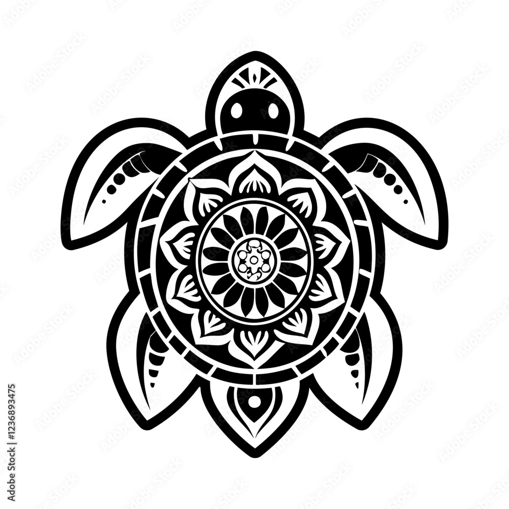 Fototapeta premium Glyph icon depicting a feminine turtle tattoo
