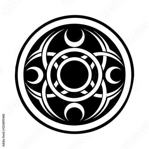 Triple moon motif, glyph tattoo icon