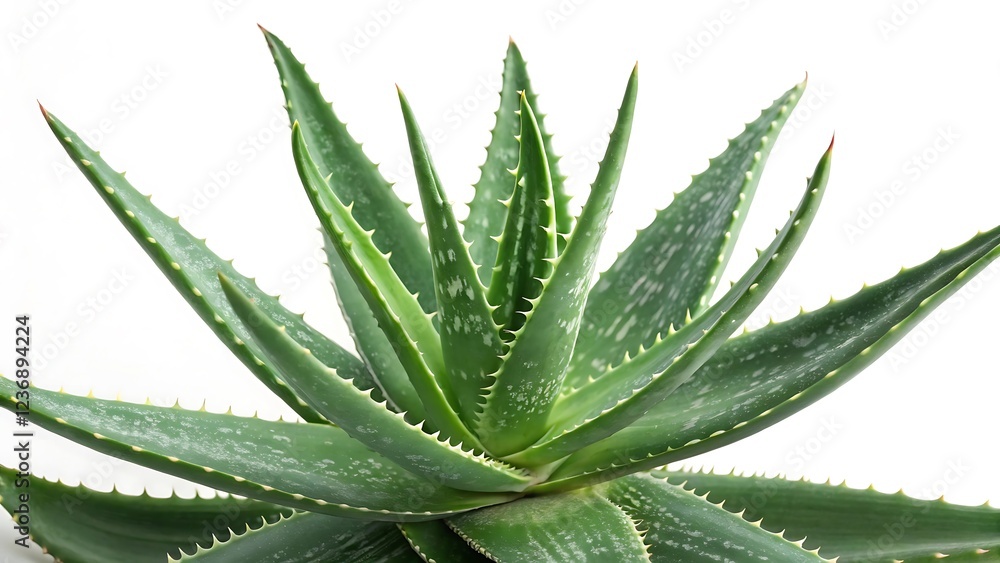 Aloe Vera Plant Isolated On White Background,A close up of a green plant Aloe Vera Plant Isolated On White Background,A close up of a green plant