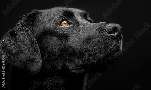 black dog on a black background close up