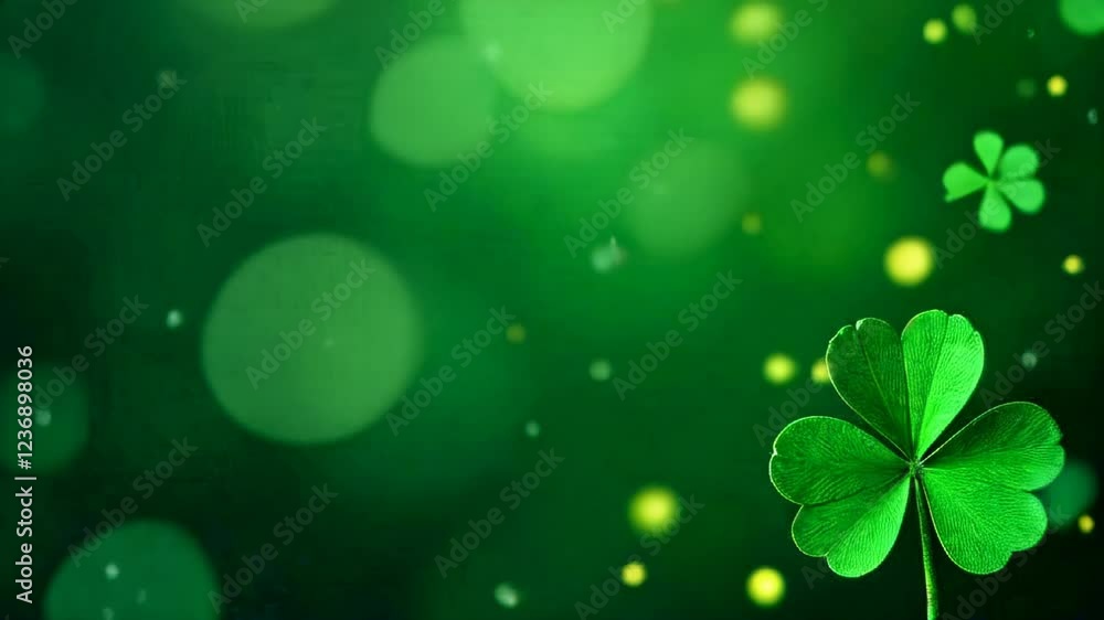 Green Background Moving Clover Leaves, St. Patrick's Day Card. AI Generative Green Background Moving Clover Leaves, St. Patrick's Day Card. AI Generative