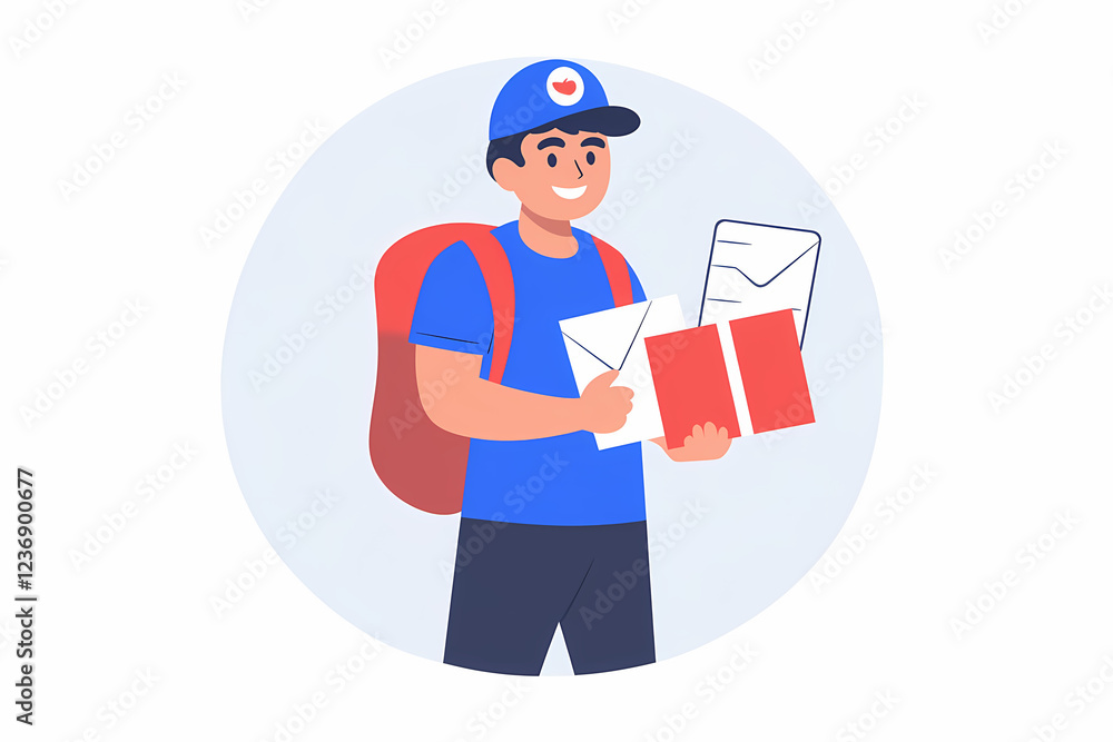 Professional tradesman wearing a cap with graphics in a clip art style. Blue-collar worker concept. High-resolution image suitable for various projects. Professional tradesman wearing a cap with graphics in a clip art style. Blue-collar worker concept. High-resolution image suitable for various projects.