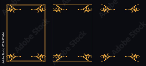 Set of Resizable Decorative Frames,Calligraphic frames, floral rectangular frame, Borders corners ornate frames for certificate floral classic vector designs collection