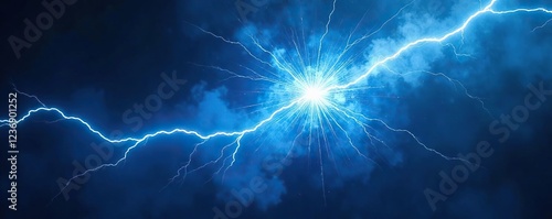 Sudden burst of blue flashes in a white explosion, lightening bolt, sudden burst, quick release
