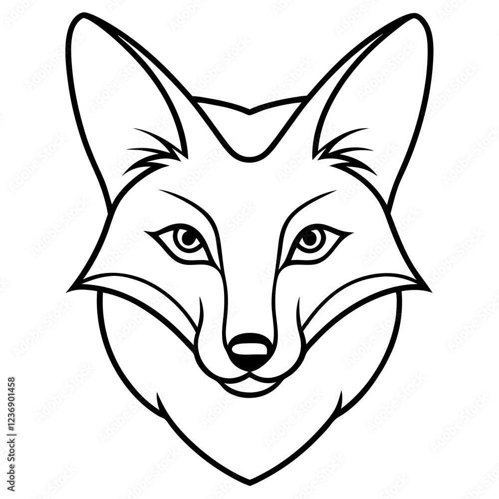 Obraz premium Sleek One-Line Fox Head Vector Illustration