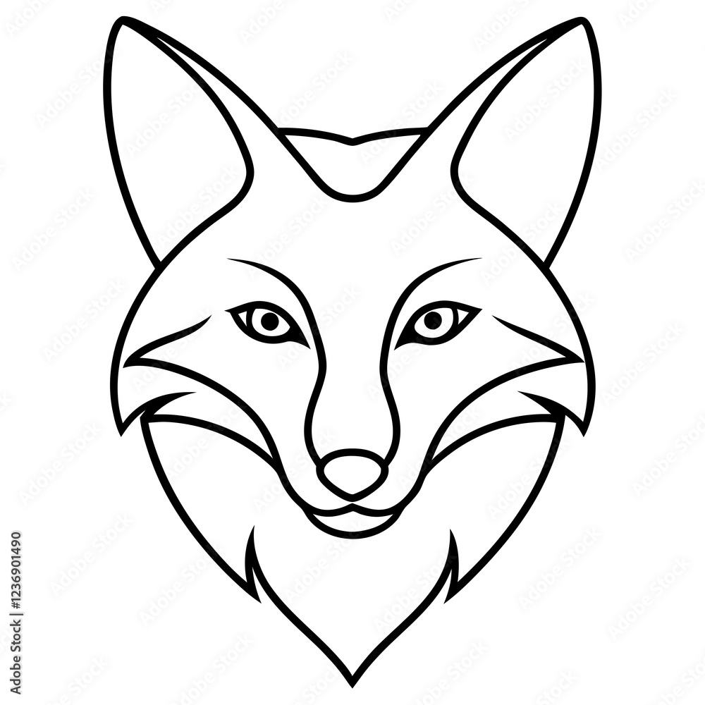 Fototapeta premium Sleek One-Line Fox Head Vector Illustration