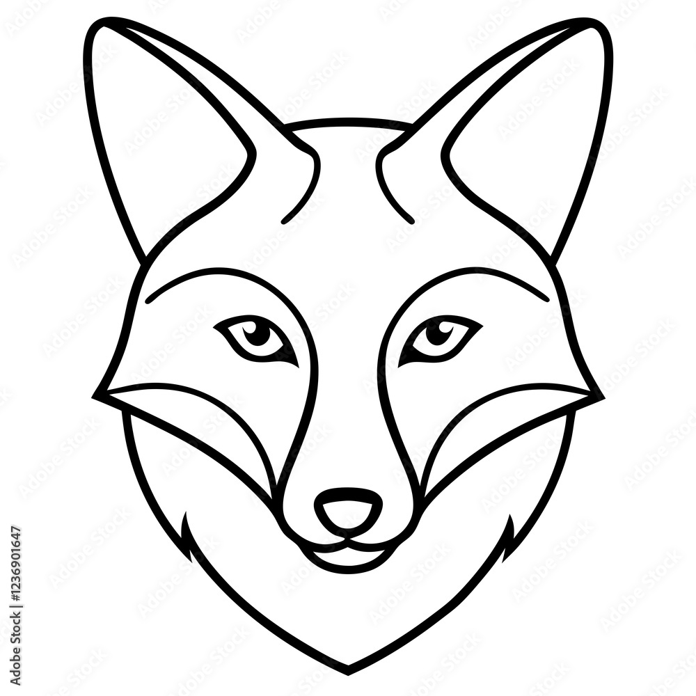 Obraz premium Sleek One-Line Fox Head Vector Illustration
