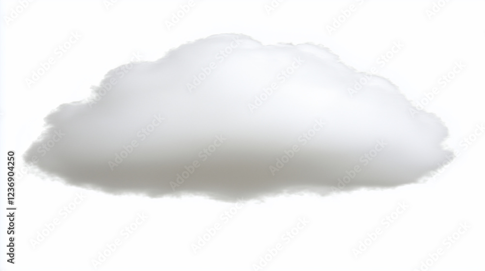 Hyperrealistic White Cloud Icon on White Background in High Definition Hyperrealistic White Cloud Icon on White Background in High Definition