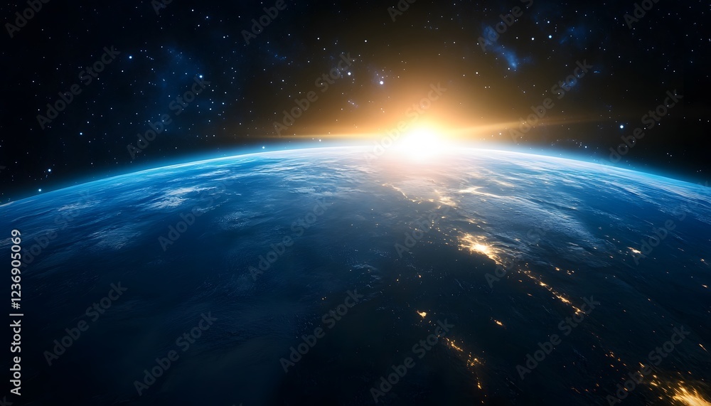 Obraz premium Earth Sunrise Space View Stunning Celestial Scene
