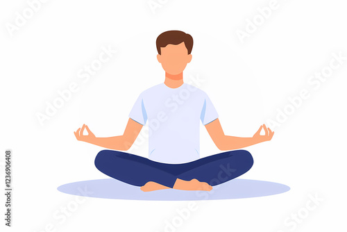 Wallpaper Mural Woman practicing yoga and meditation, sitting in a peaceful pose, focusing on balance and physical fitness. Barefoot exercise for inner peace and strength. Torontodigital.ca