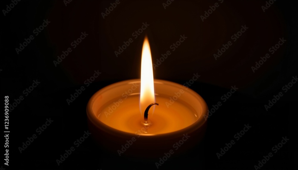 Flickering candle flame radiates warmth in dark ambiance, calmness Flickering candle flame radiates warmth in dark ambiance, calmness