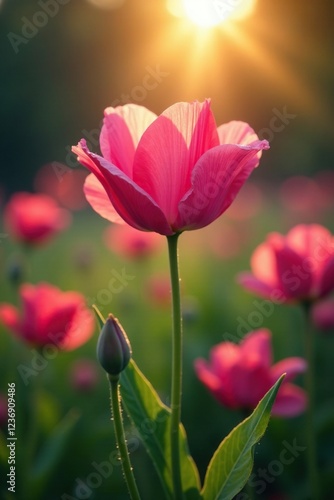 Morning sunbeam dances across dew-kissed petals, naturalbeauty, sweetpea, bloomtime