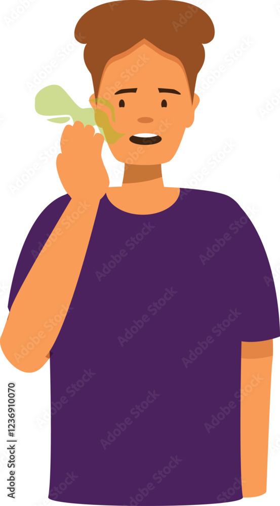 Teenager holding his breath and pinching his nose with fingers because of a foul odor Teenager holding his breath and pinching his nose with fingers because of a foul odor