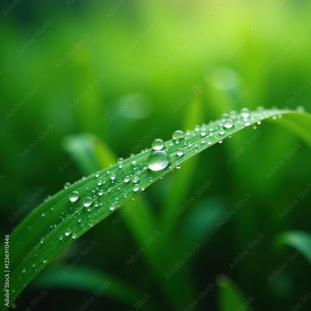 Dewy mornings on lush green foliage with tiny water droplets, moisture, dew, botanicals Dewy mornings on lush green foliage with tiny water droplets, moisture, dew, botanicals