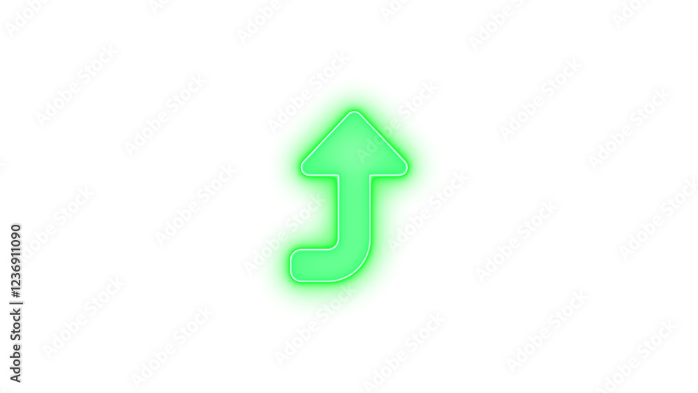 Turn up icon green color glowing neon on black background Turn up icon green color glowing neon on black background