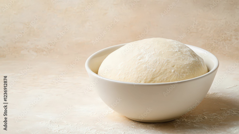 A bowl of fresh dough being shaped on a floured surface, rustic and artistic culinary process A bowl of fresh dough being shaped on a floured surface, rustic and artistic culinary process