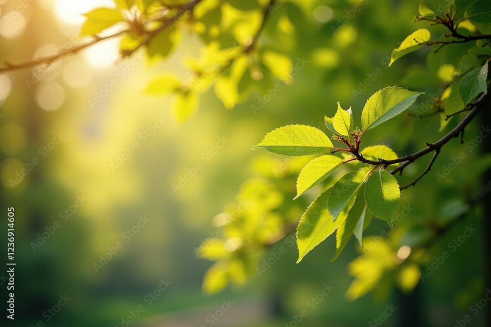 Linden and birch branches intertwine in morning light, branch, linden, foliage Linden and birch branches intertwine in morning light, branch, linden, foliage