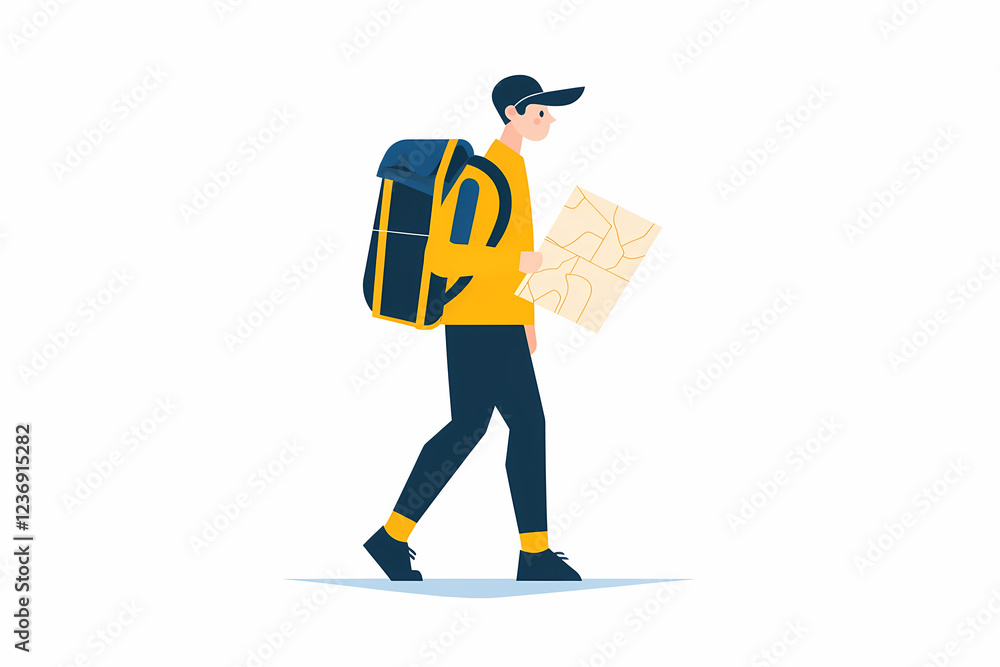 A person walking with a clean backpack for travel, carrying hand luggage and mail bag. Baggage concept in high resolution image. A person walking with a clean backpack for travel, carrying hand luggage and mail bag. Baggage concept in high resolution image.