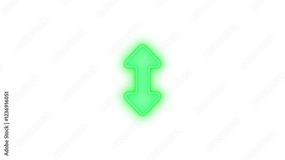Up down icon green color glowing neon on black background Up down icon green color glowing neon on black background