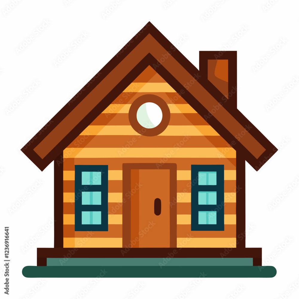 Wooden house icon on white background
Wooden house icon on white background