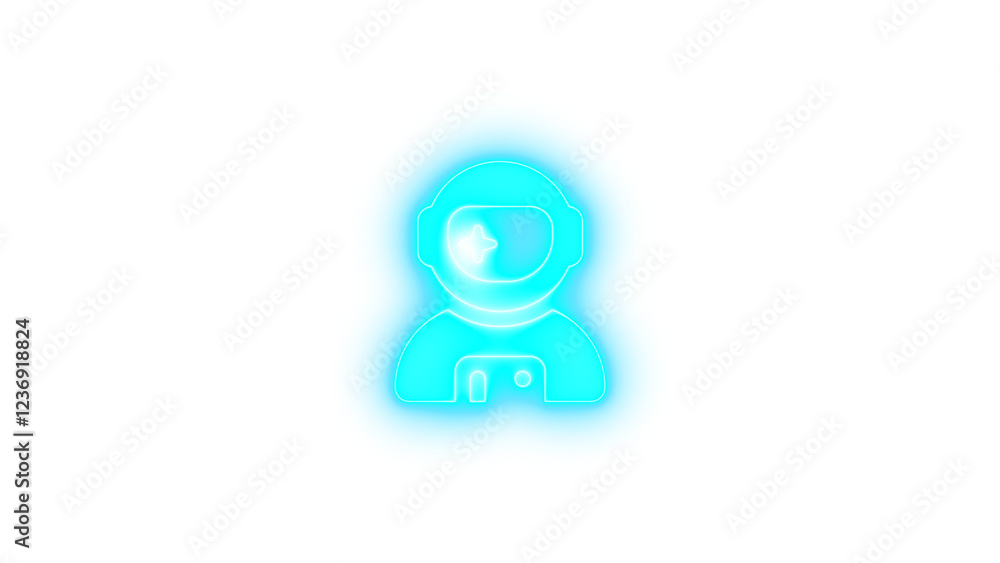 User astronaut icon cyan color glowing neon on black background User astronaut icon cyan color glowing neon on black background