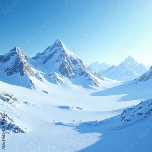 Wallpaper Mural Snow-covered hills and mountains in the arctic, snowy peaks, arctic terrain Torontodigital.ca