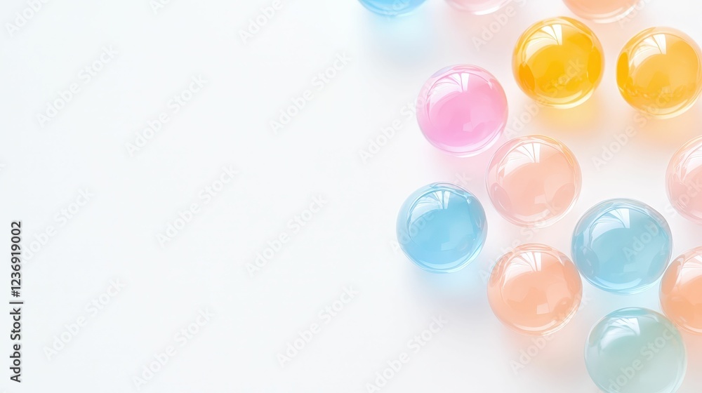 Colorful glass marbles on smooth white surface, soft shadows, artistic reflections, clean minimalistic arrangement, vibrant detail Colorful glass marbles on smooth white surface, soft shadows, artistic reflections, clean minimalistic arrangement, vibrant detail