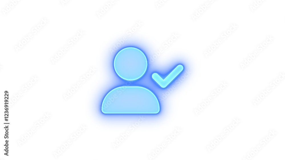 User check icon blue color glowing neon on transparent background User check icon blue color glowing neon on transparent background