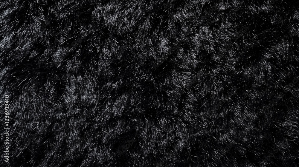 Close-up of Black Fur Texture with Shiny Highlights and Detailed Patterns Close-up of Black Fur Texture with Shiny Highlights and Detailed Patterns