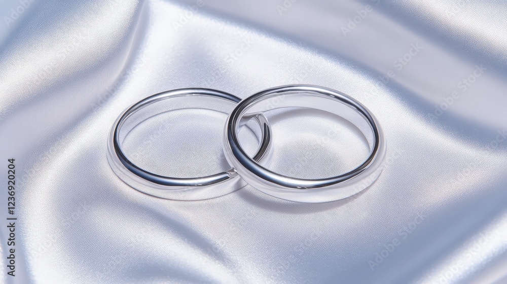 pair of wedding bands with diamonds, placed on a fine silk background, luxurious and clean design pair of wedding bands with diamonds, placed on a fine silk background, luxurious and clean design
