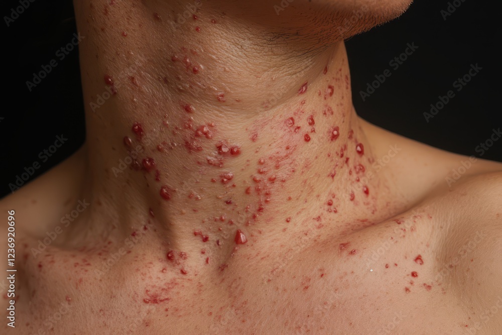 Fototapeta premium a man with a rash on his neck