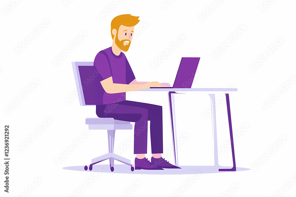 Modern office setup with a person sitting at a desk using a laptop computer and an office chair. Modern office setup with a person sitting at a desk using a laptop computer and an office chair.