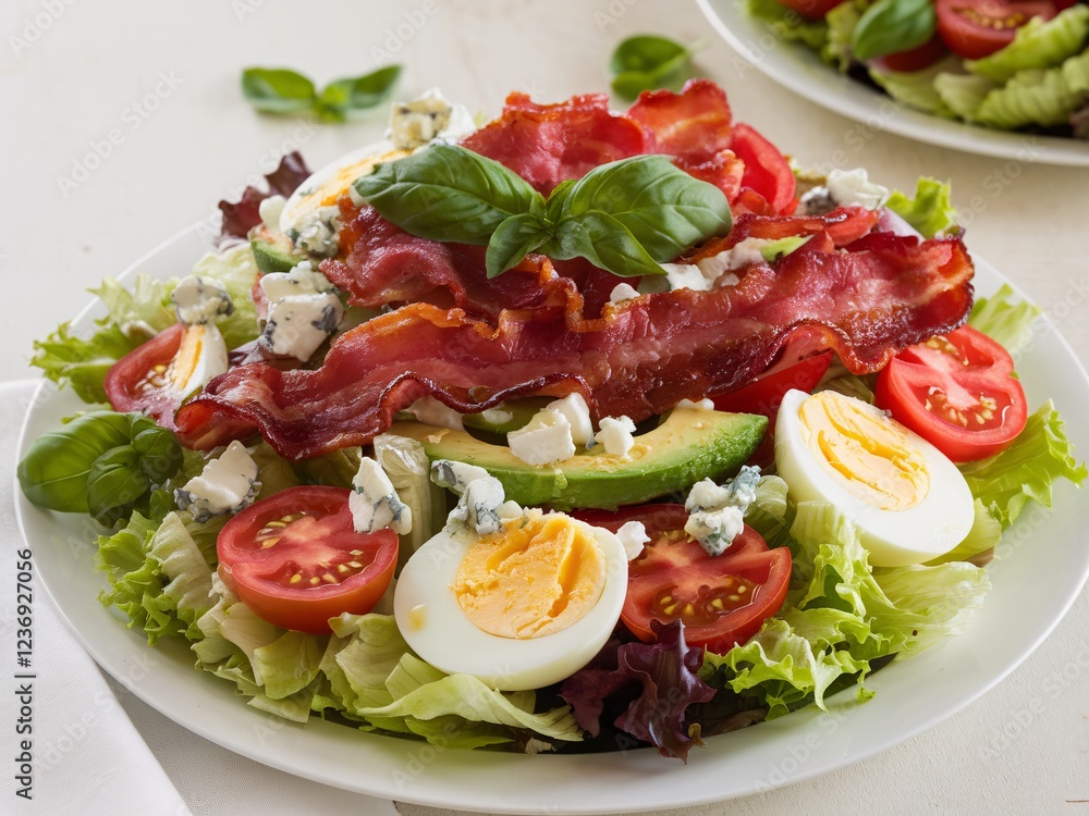 Fresh cobb salad with crispy bacon and eggs Fresh cobb salad with crispy bacon and eggs