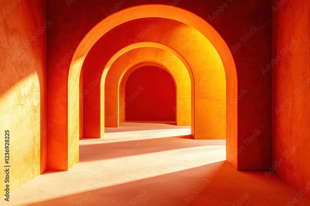 Vibrant arched pathways artistic space interior design modern environment low angle view Vibrant arched pathways artistic space interior design modern environment low angle view